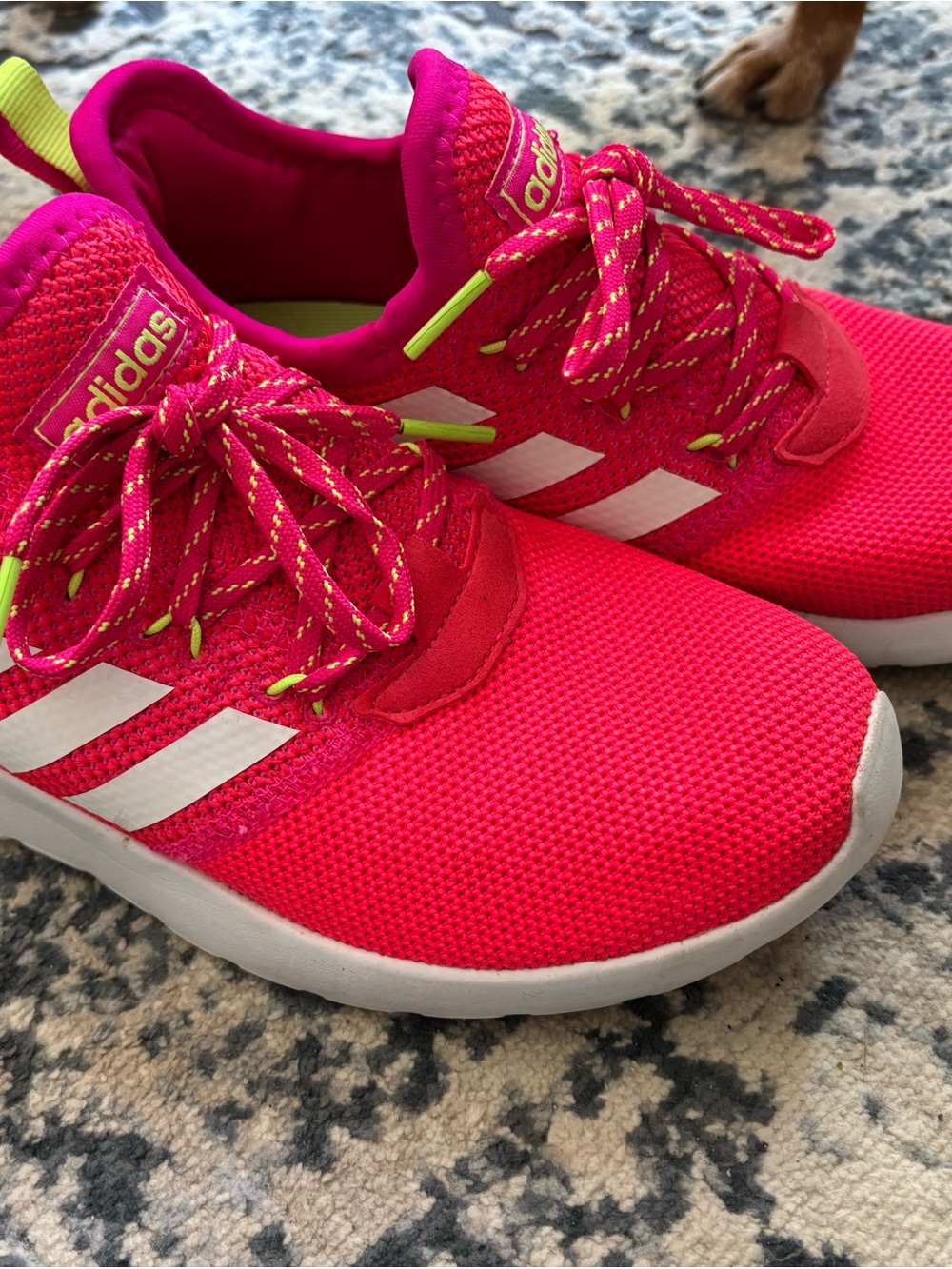 adidas Kids Hot Pink Sneakers with Neon Accents